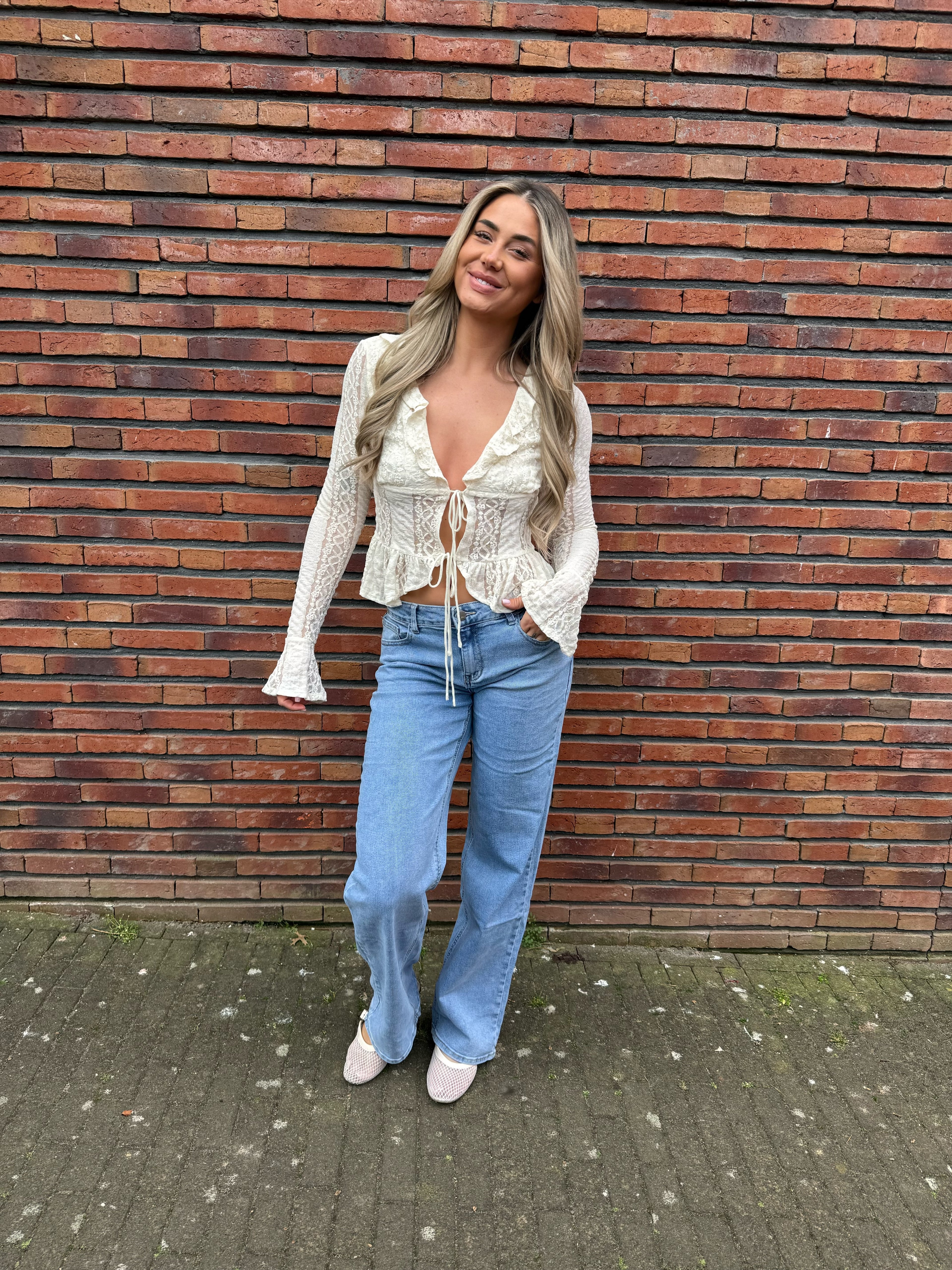 “Kaci” extra long wide leg jeans light blue