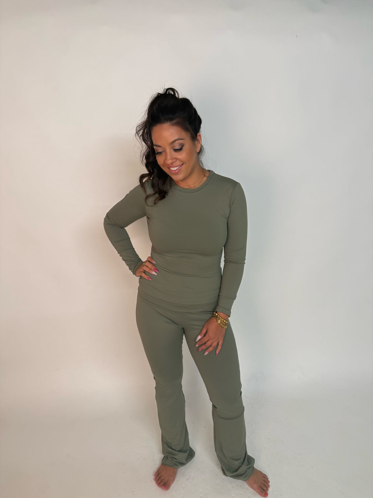 “Kaia” fold over flared pants onderdeel van set