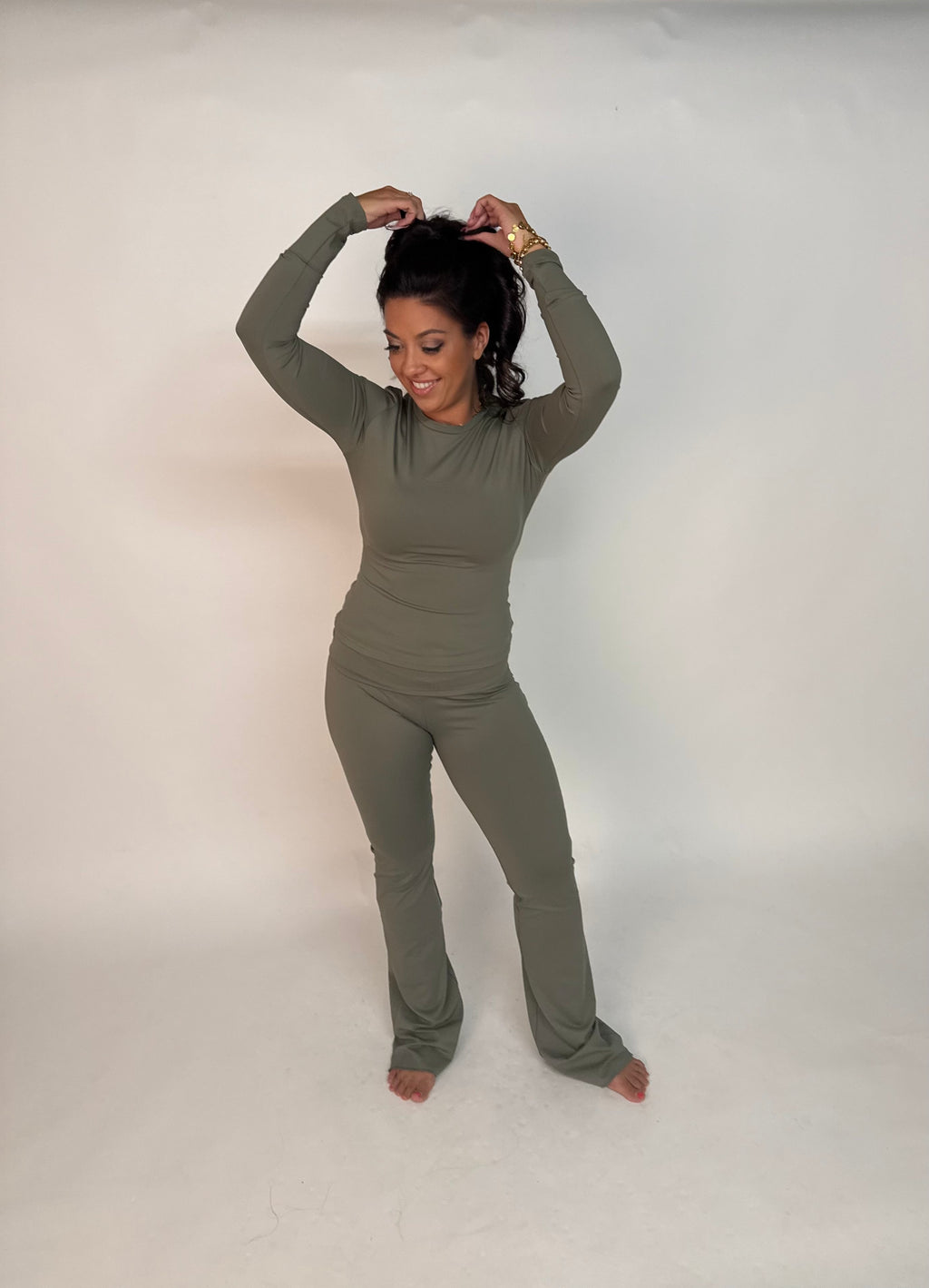 “Kaia” fold over flared pants onderdeel van set