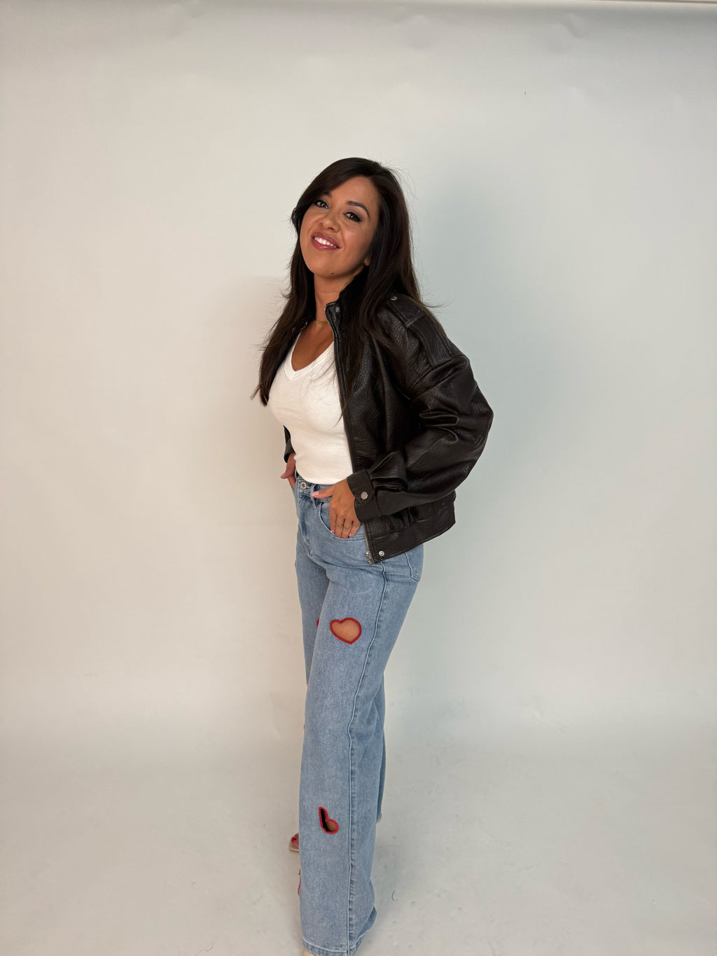 “Lyra” leather look jacket