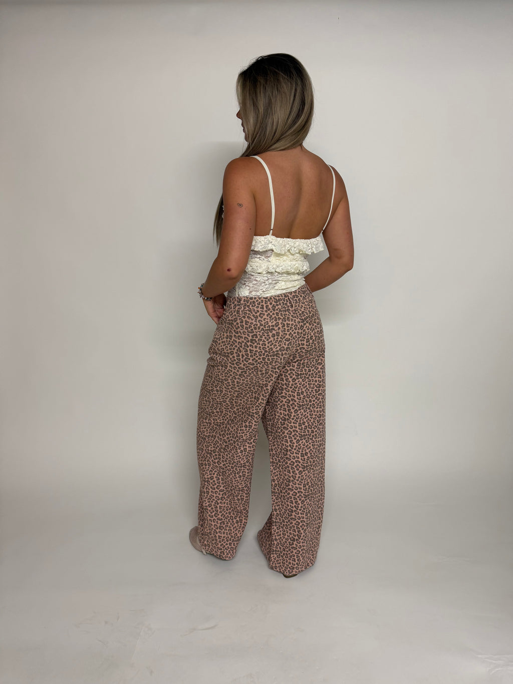 "Kees" Leopard Jeans Wid leg high waist