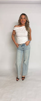 "Zoe" Wide leg mid waist jeans