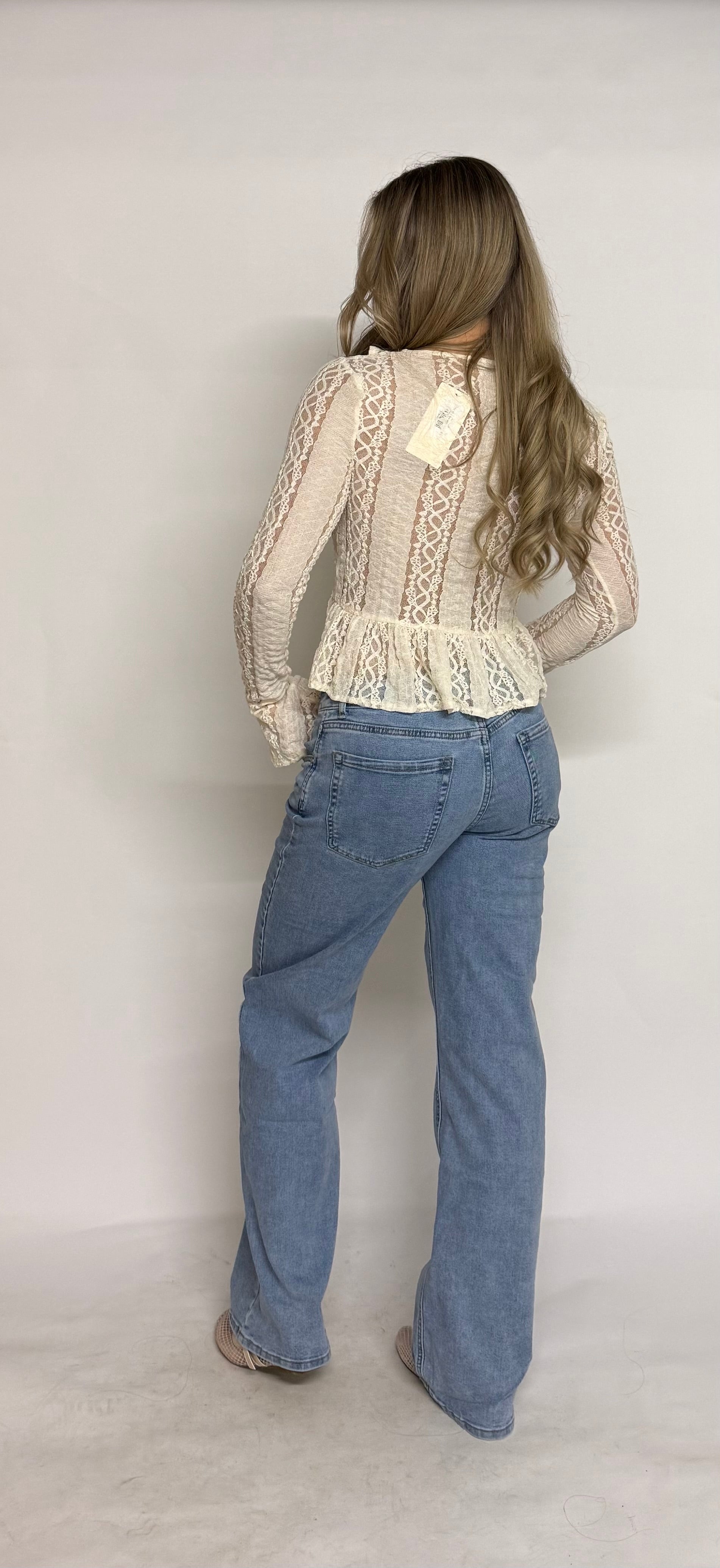 “Kaci” extra long wide leg jeans light blue