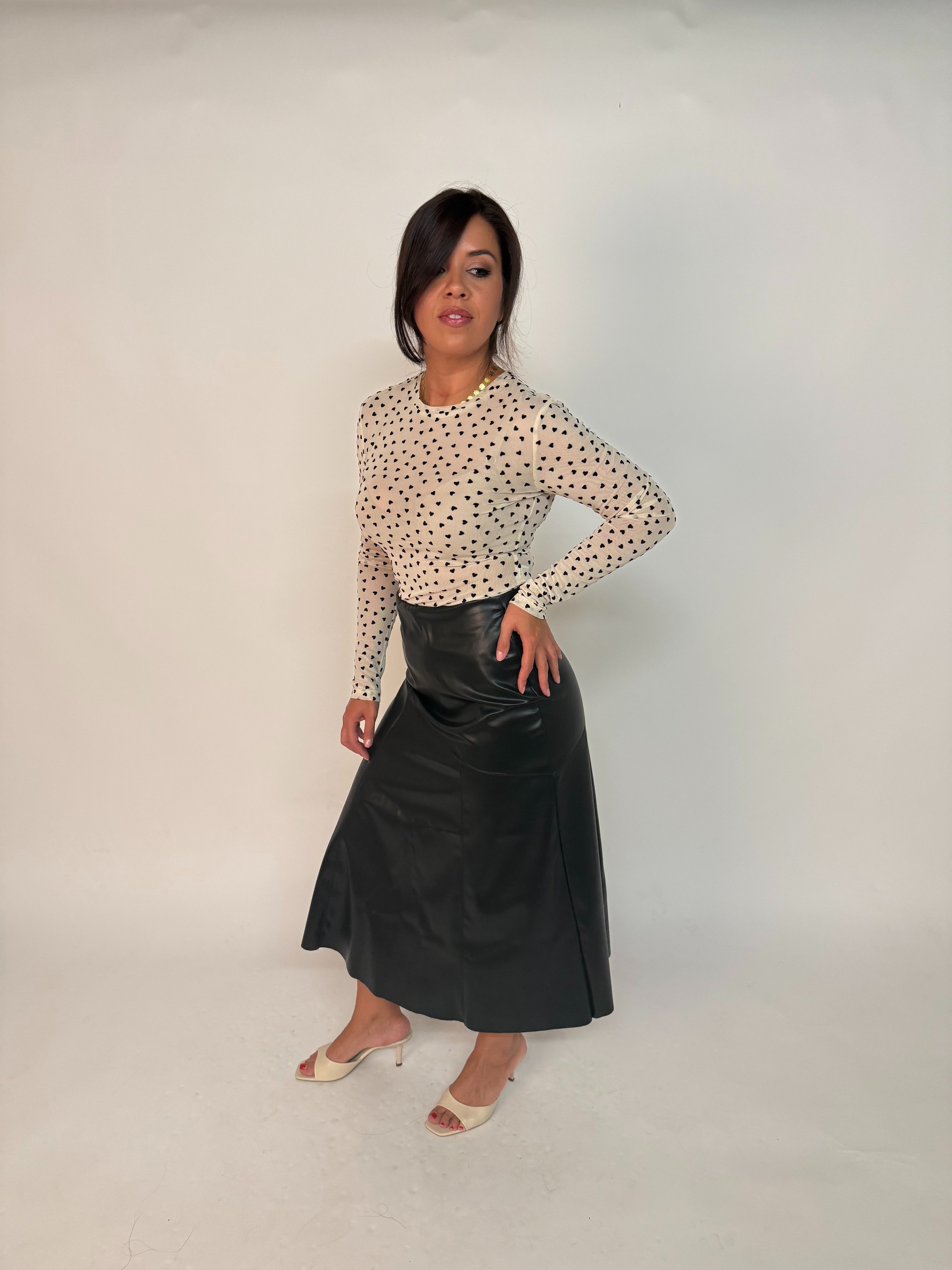 “Lauren” heart mesh top