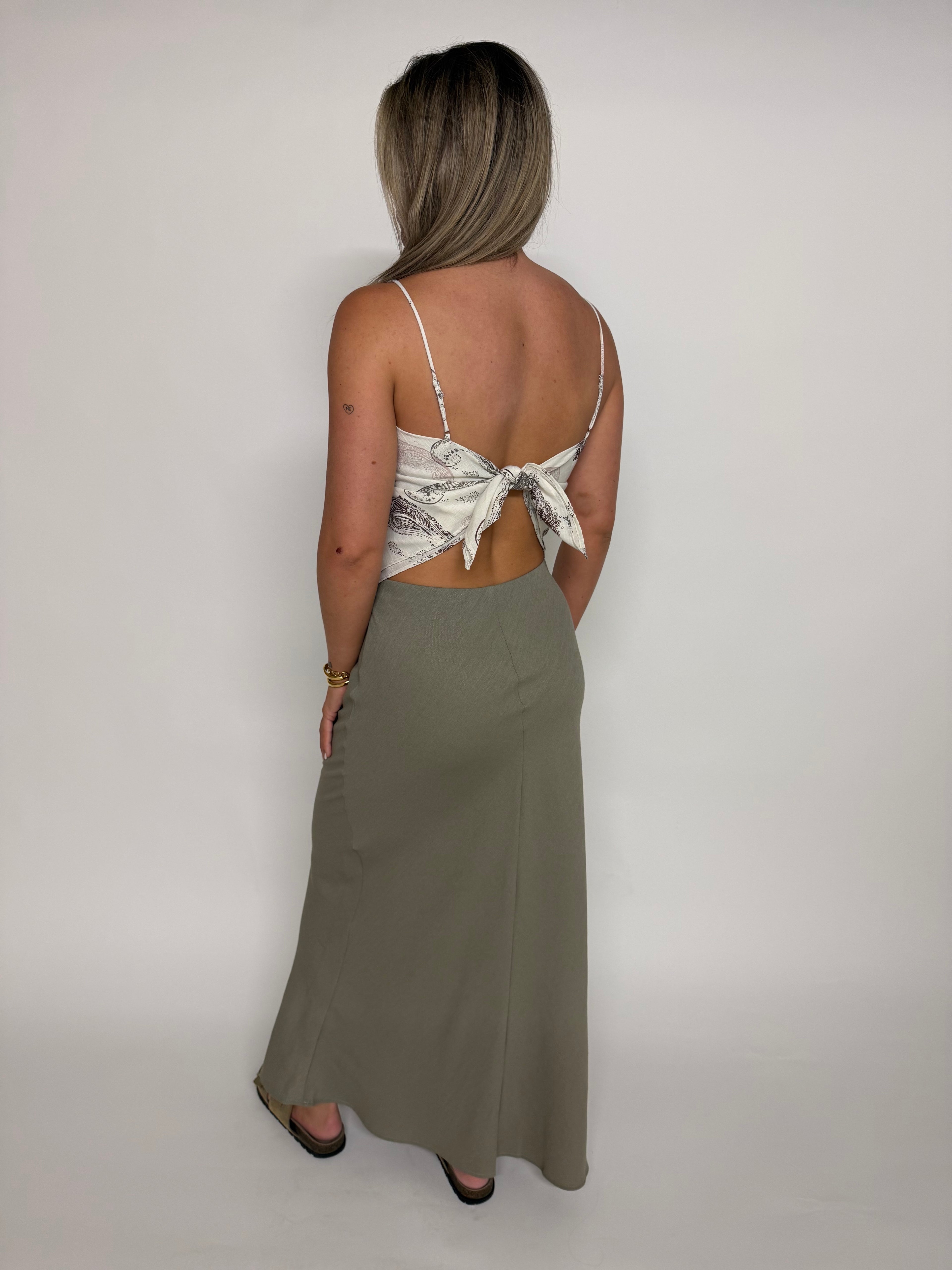 “Halina” Sage Grace Maxi Skirt