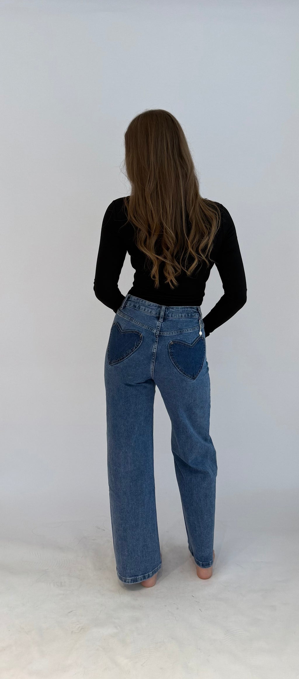 "Robin" heart jeans straight leg