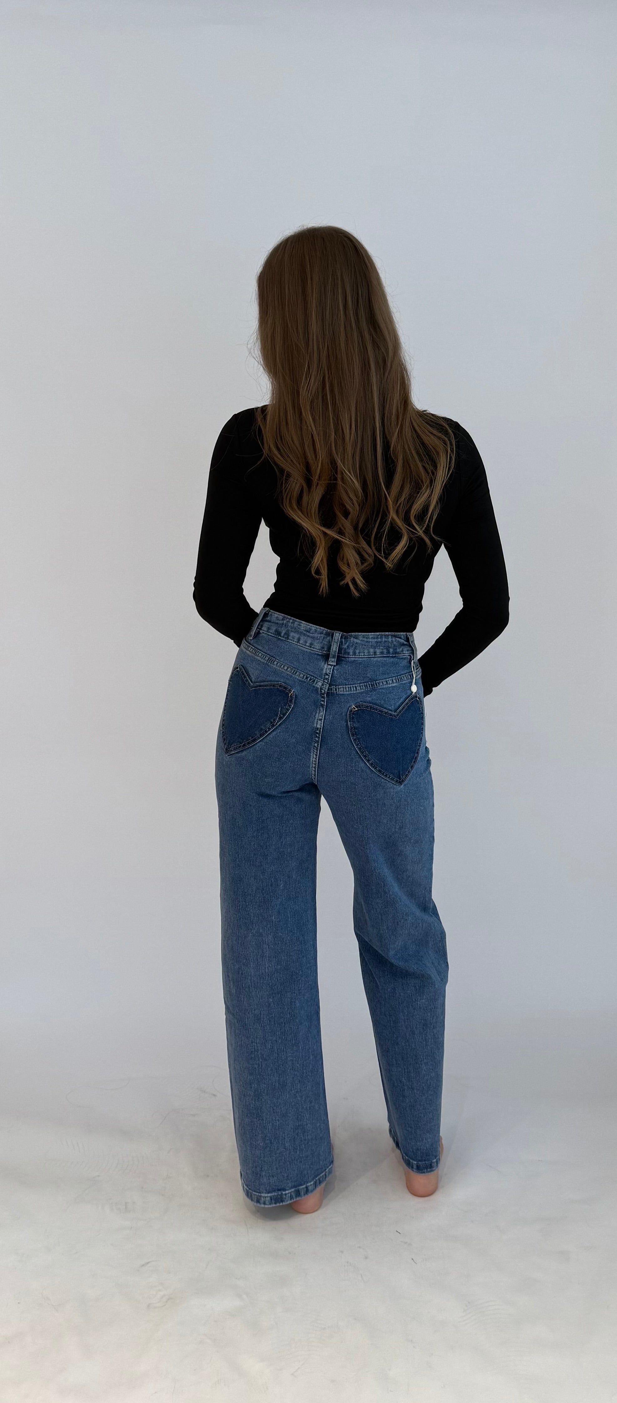 "Robin" heart jeans straight leg