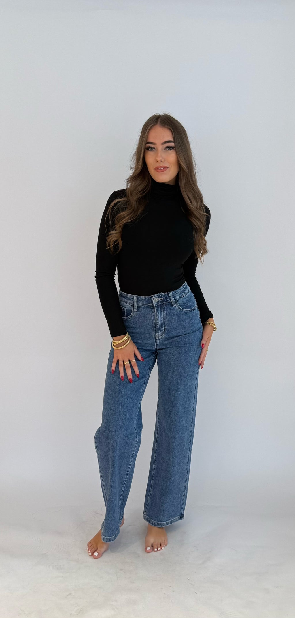 "Robin" heart jeans straight leg