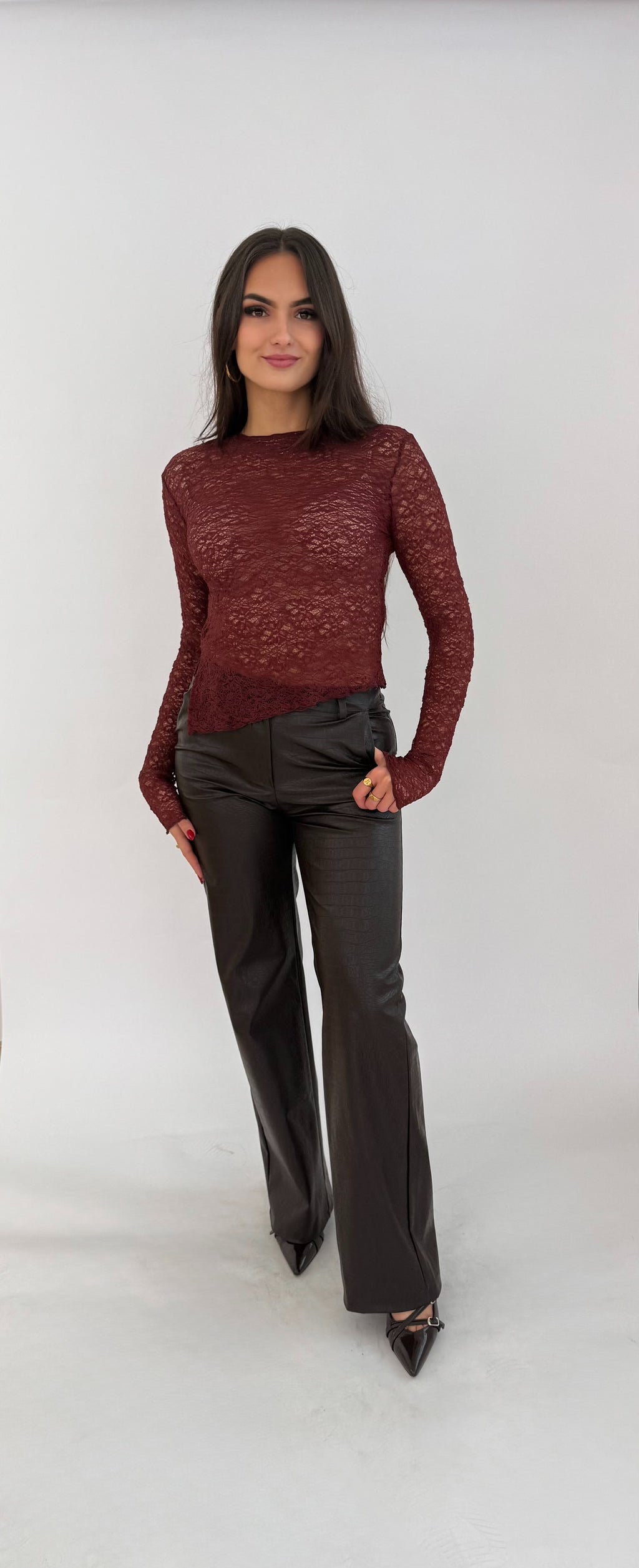 "Norah" Faux Croco leather look pantalon