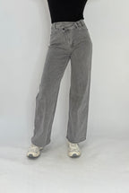"Jana" straight leg jeans with krisskross button
