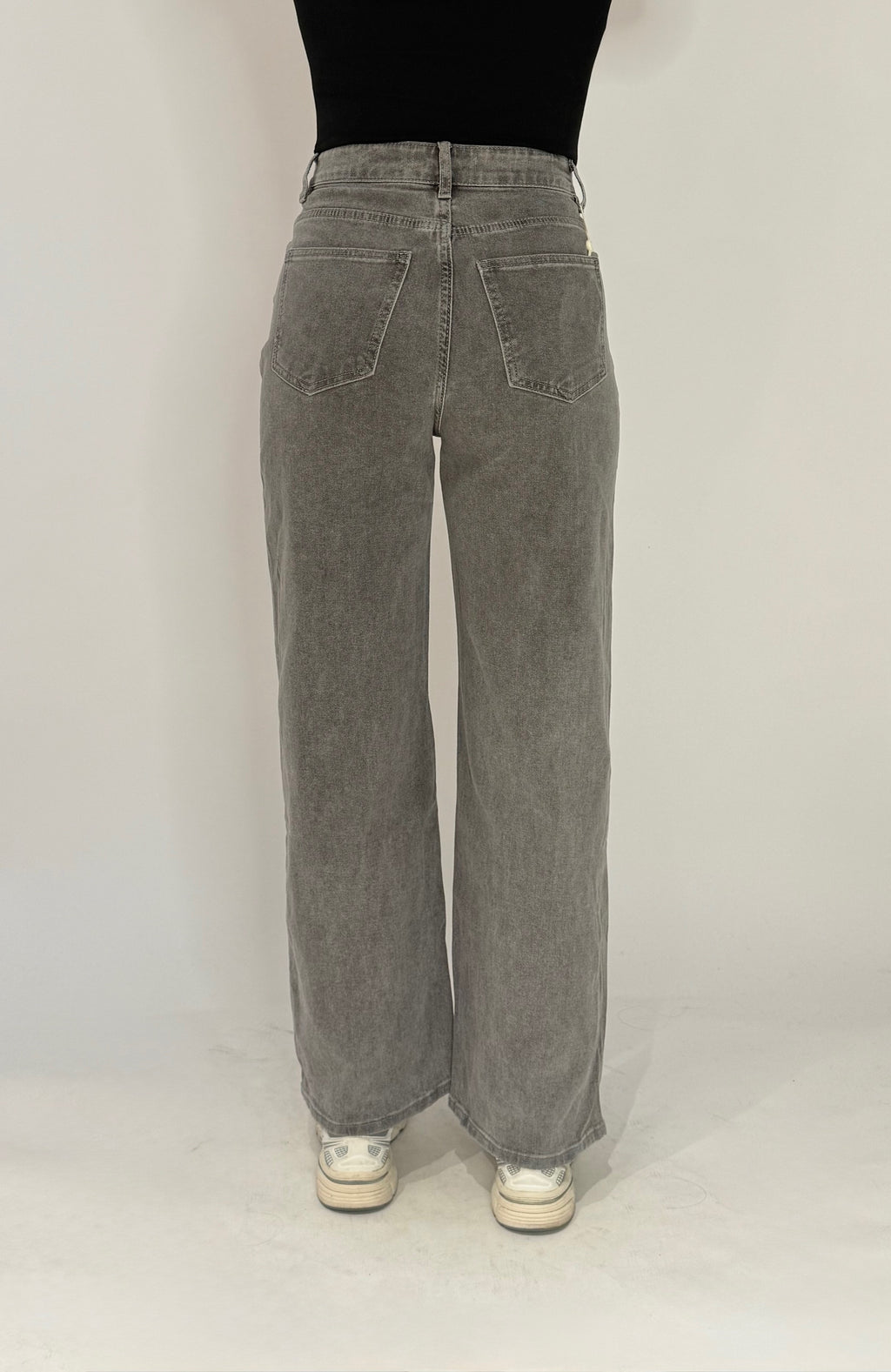 "Jana" straight leg jeans with krisskross button