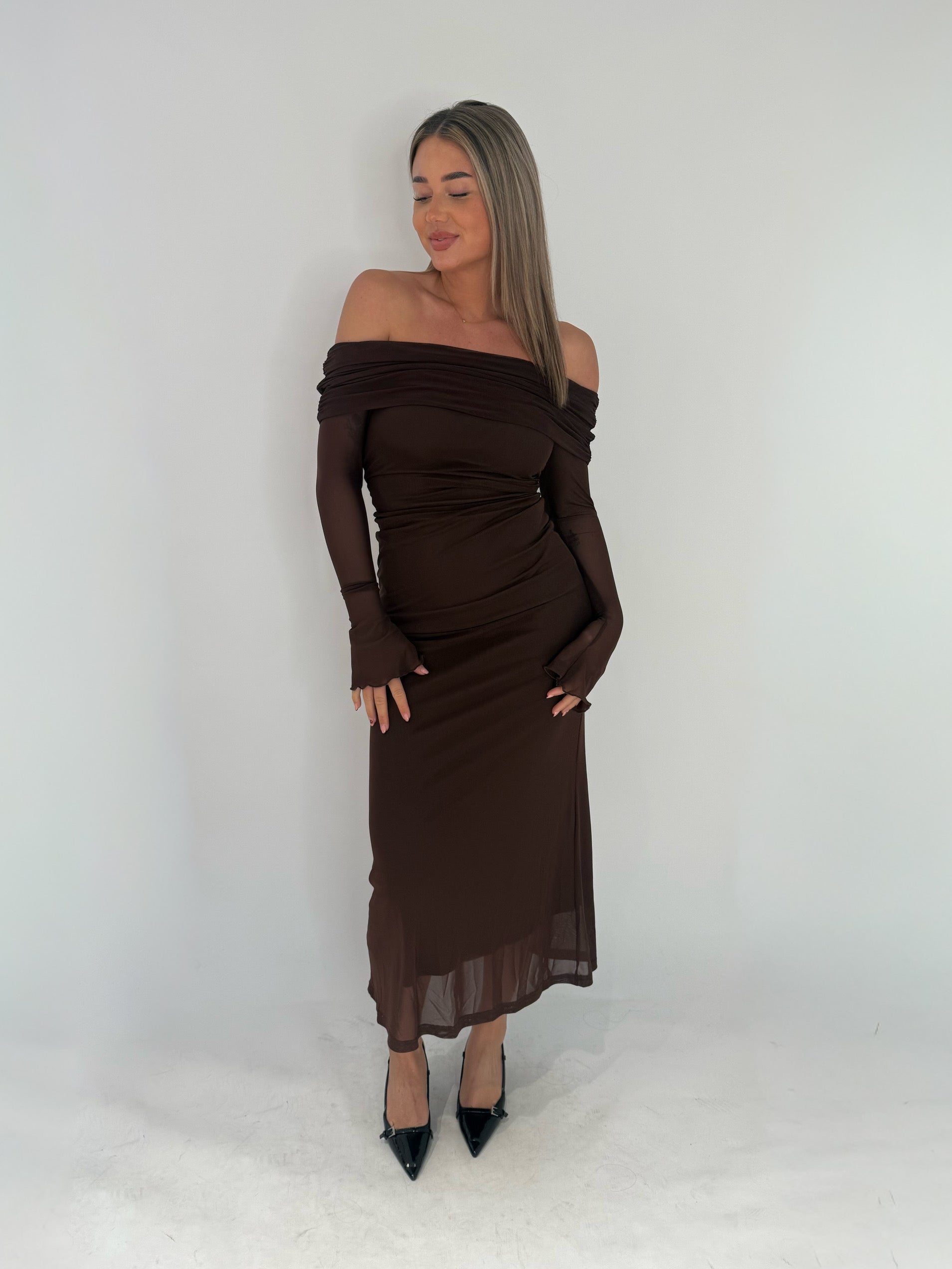 "Benthe" Long Off Shoulder Dress
