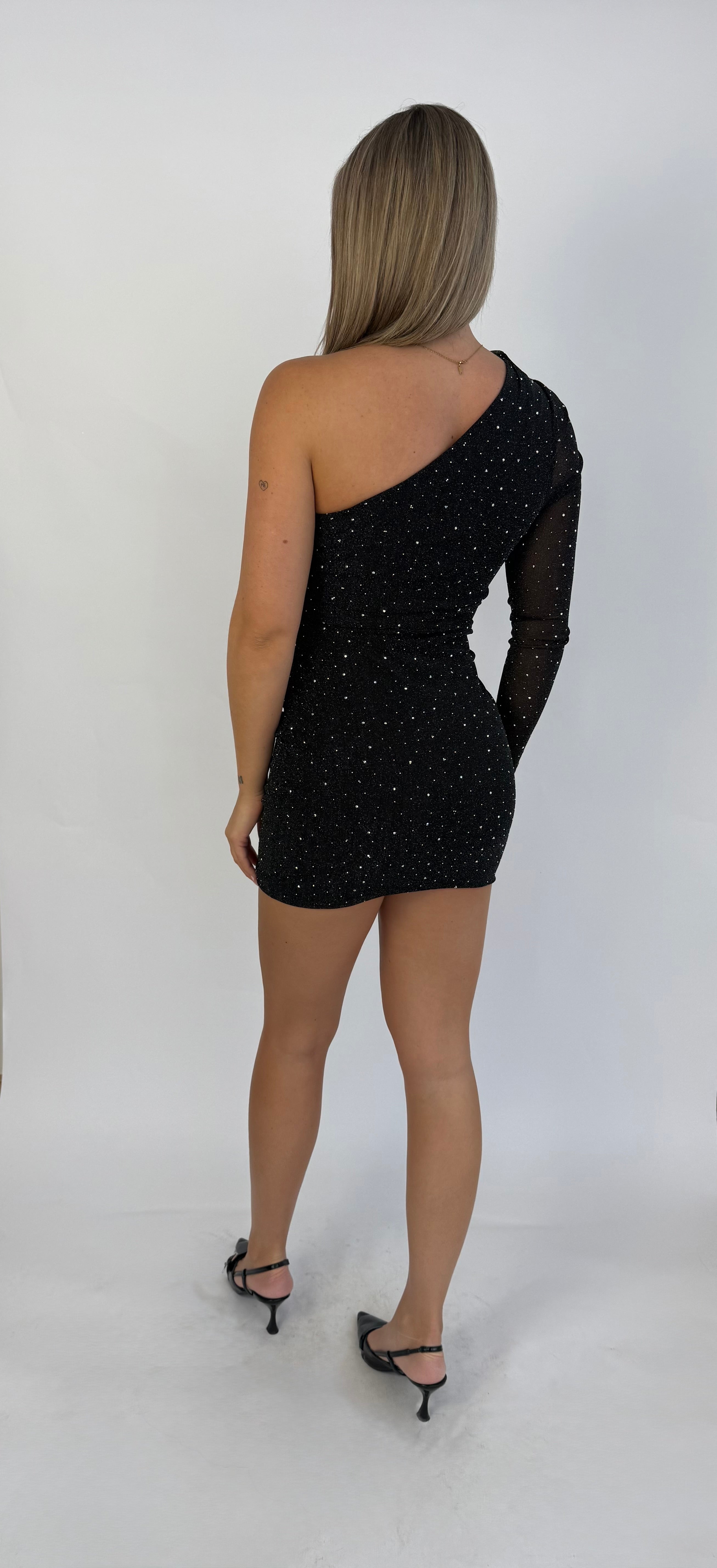"Elisa" One shoulder glitter dress