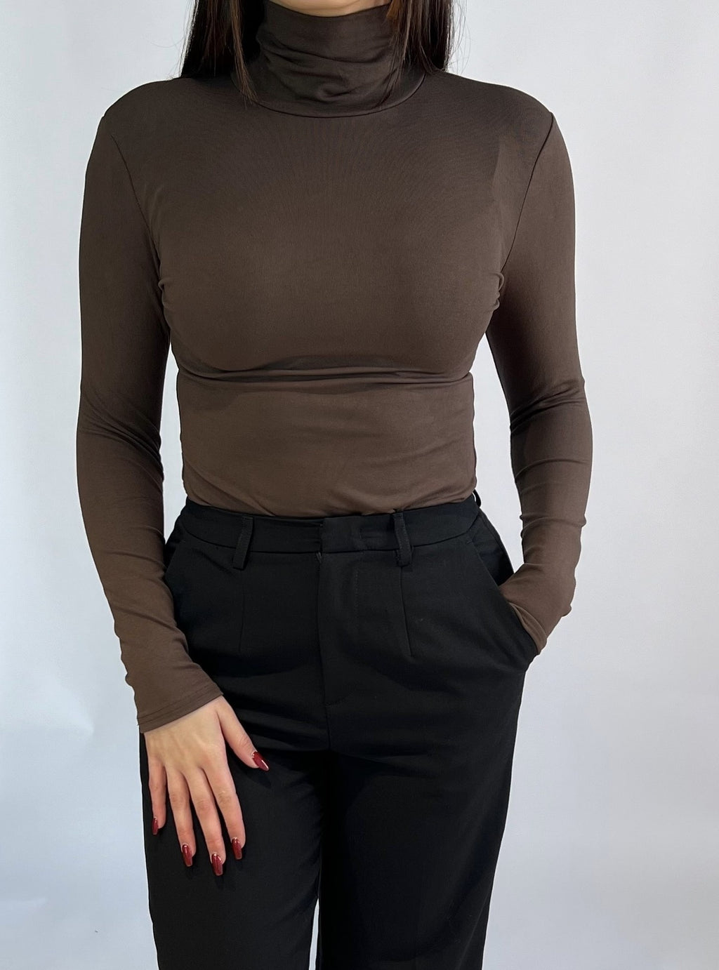 "Nina"high neck body - coffee