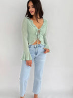 "Nora" long sleeve ruffel top