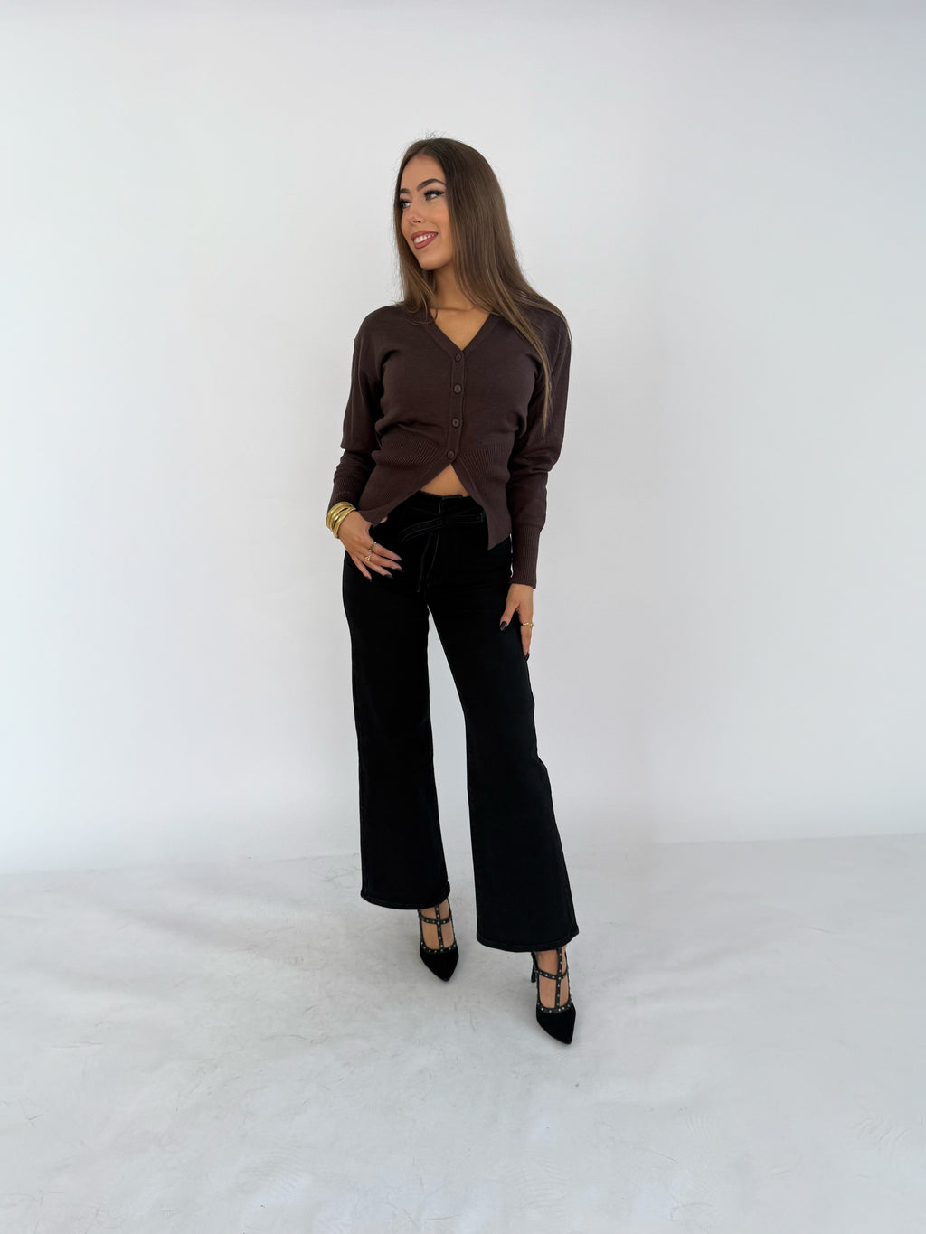 "Evi" straight leg jeans with strik