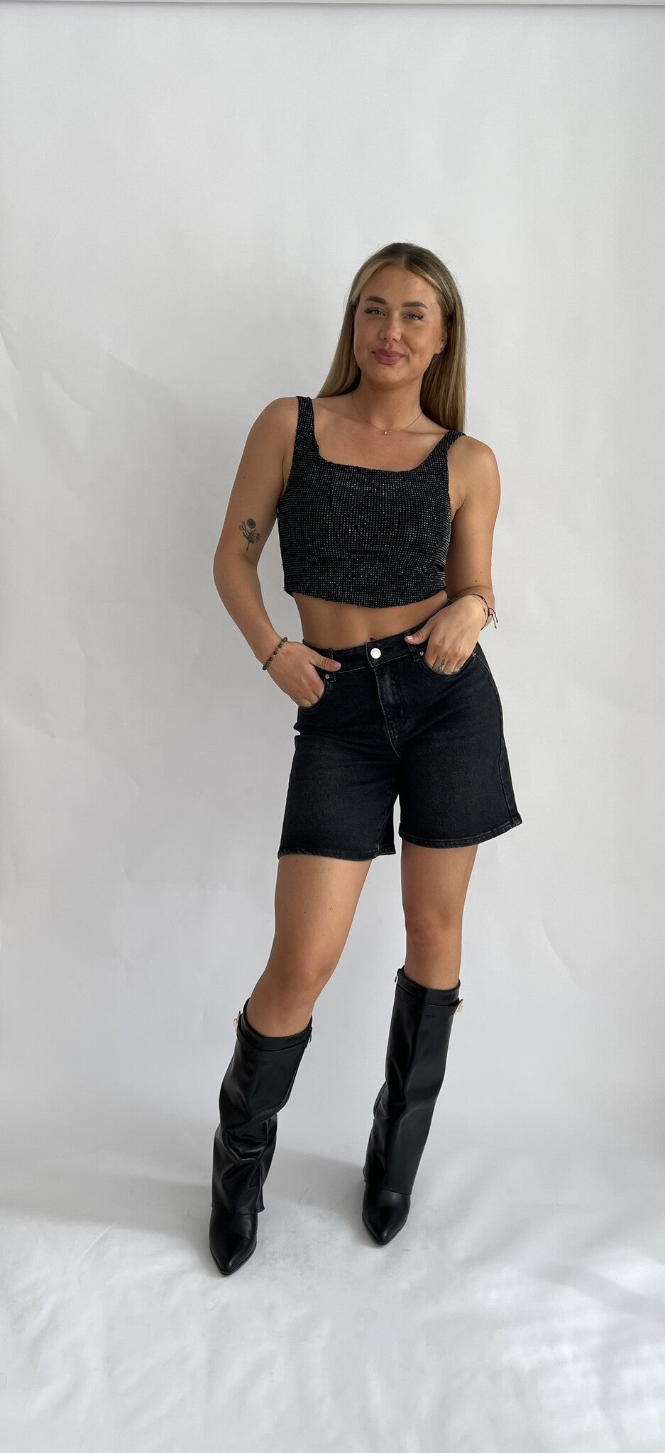 "Annu" Strass jeans top